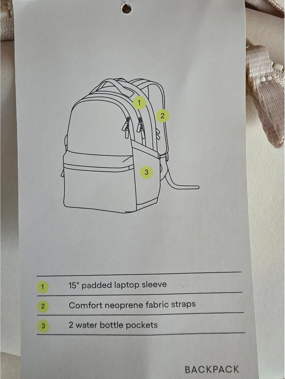 All in Motion - Faux Neoprene Backpack - Cream - BNWT